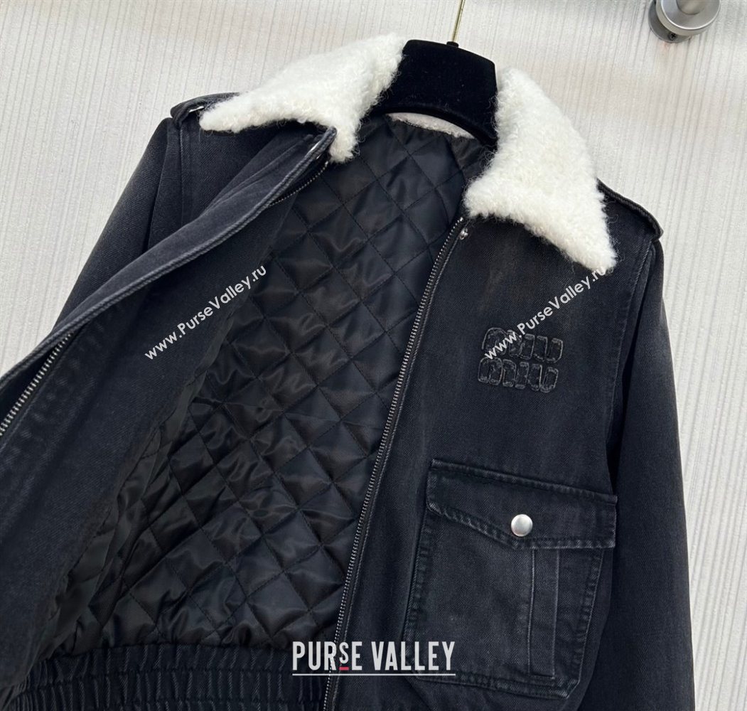 Miu Miu Denim Quilted Jacket Black 2025 MM120218 (QI-251201039)