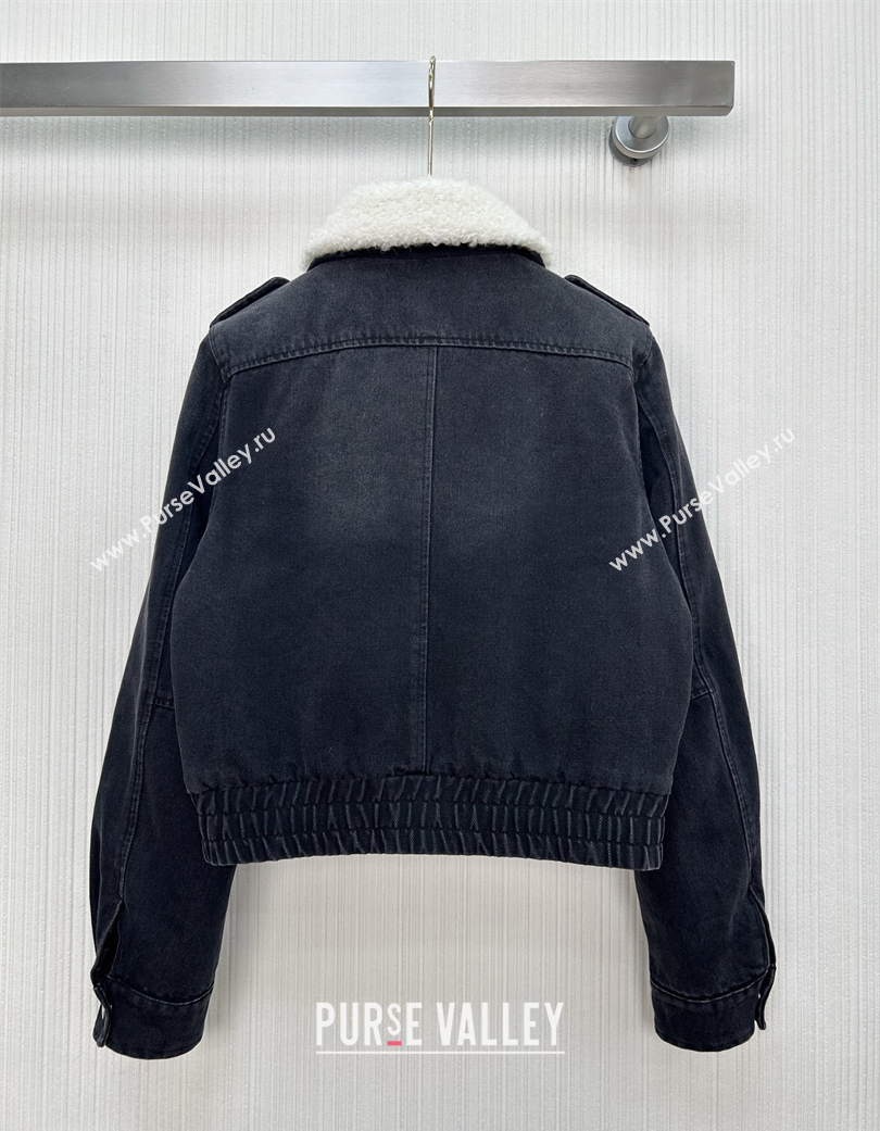 Miu Miu Denim Quilted Jacket Black 2025 MM120218 (QI-251201039)