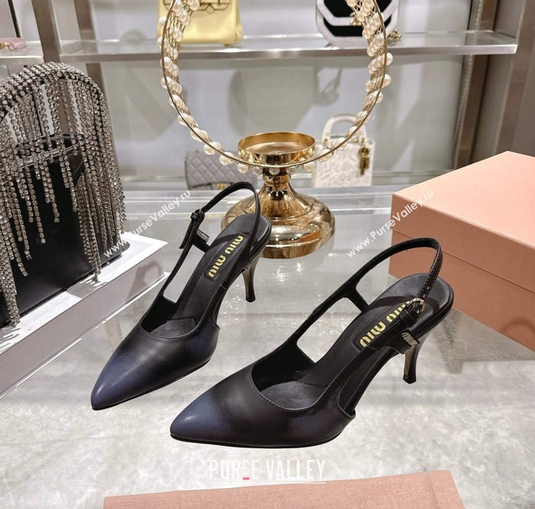 Miu Miu Calf Leather Slingbacks Pump 7.5cm Black 2025 5I546E (MD-251208033)