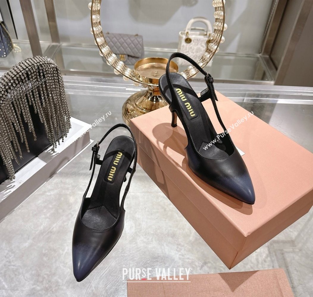 Miu Miu Calf Leather Slingbacks Pump 7.5cm Black 2025 5I546E (MD-251208033)