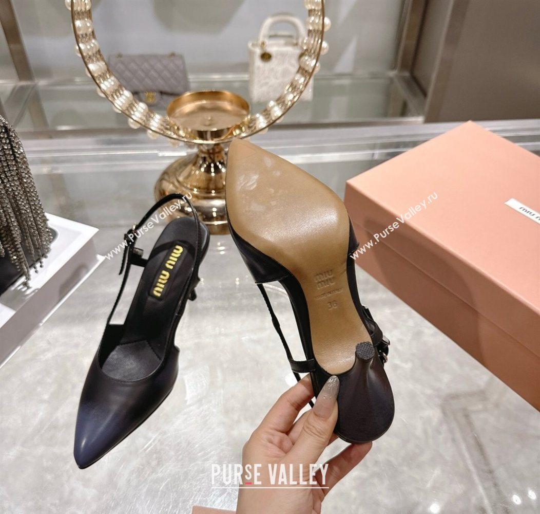 Miu Miu Calf Leather Slingbacks Pump 7.5cm Black 2025 5I546E (MD-251208033)