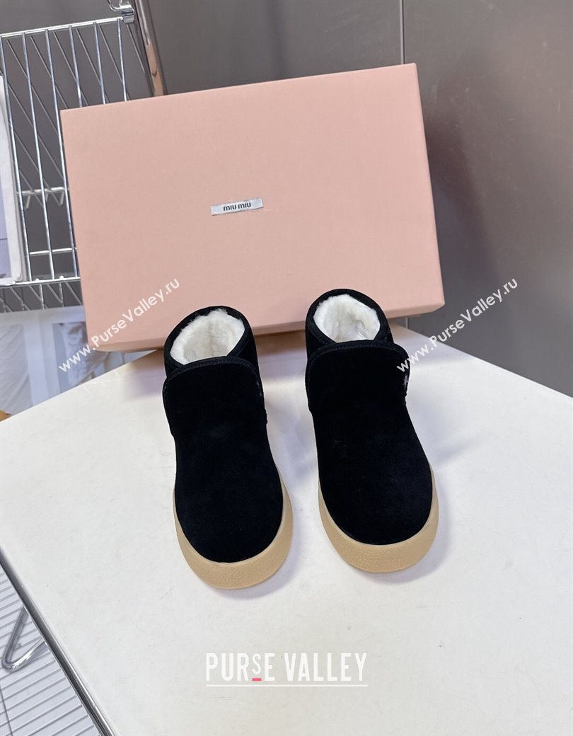 Miu Miu Suede and shearling slip-on booties Black 2025 5T558E (MD-251208035)