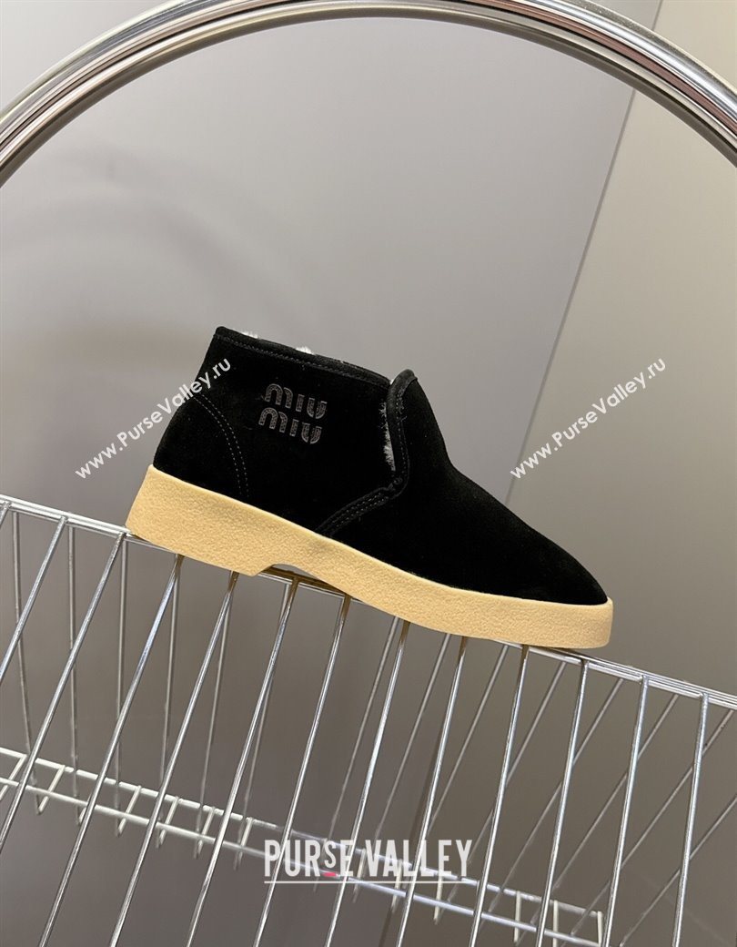 Miu Miu Suede and shearling slip-on booties Black 2025 5T558E (MD-251208035)