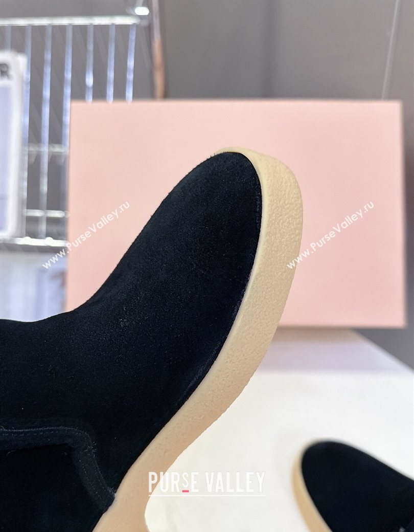 Miu Miu Suede and shearling slip-on booties Black 2025 5T558E (MD-251208035)