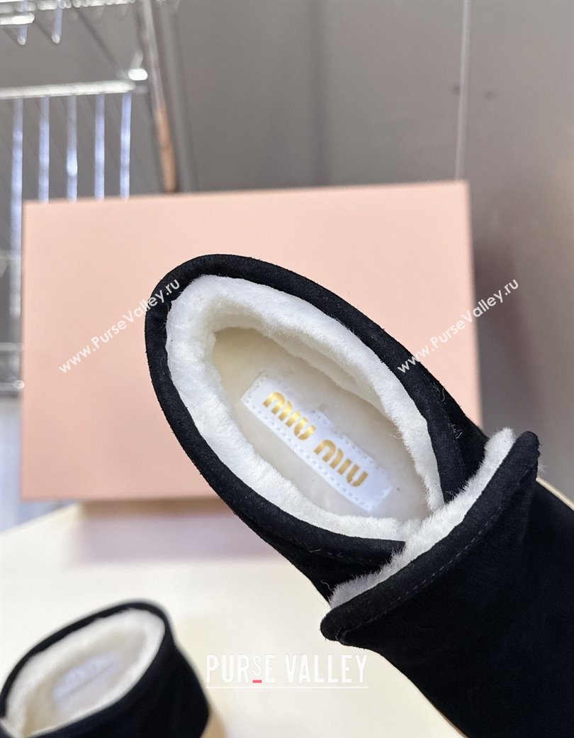 Miu Miu Suede and shearling slip-on booties Black 2025 5T558E (MD-251208035)