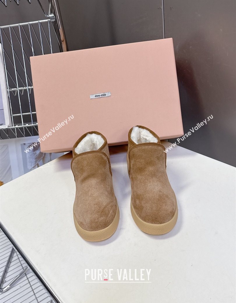 Miu Miu Suede and shearling slip-on booties Beige 2025 5T558E (MD-251208036)