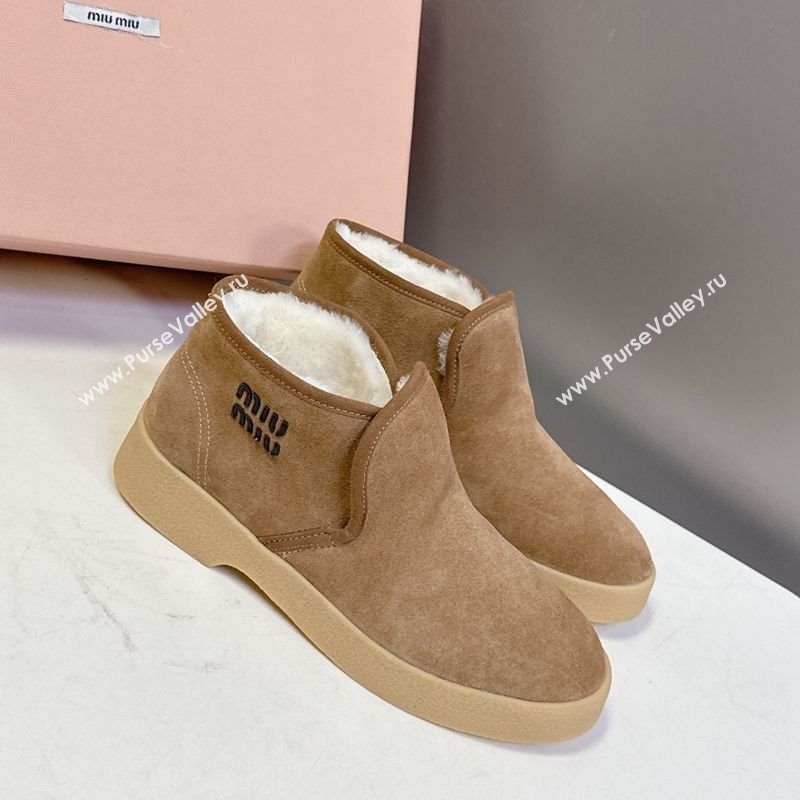Miu Miu Suede and shearling slip-on booties Beige 2025 5T558E (MD-251208036)