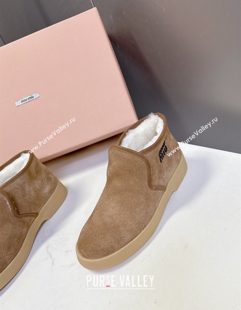 Miu Miu Suede and shearling slip-on booties Beige 2025 5T558E (MD-251208036)