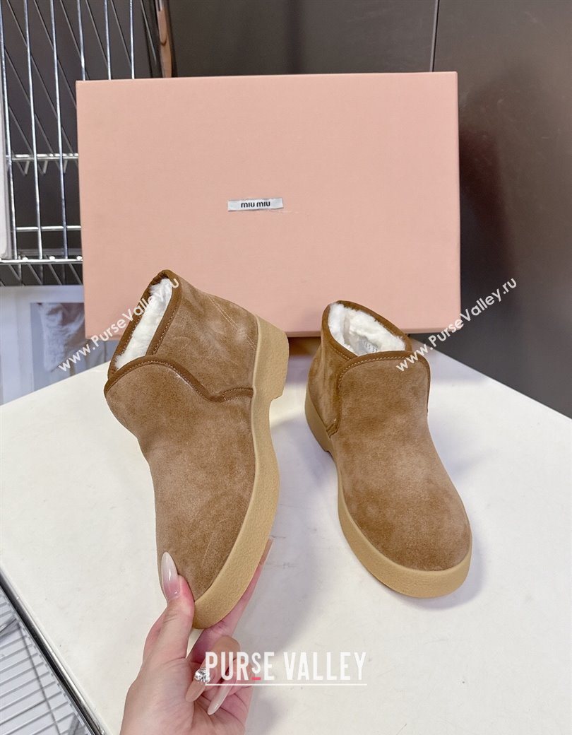 Miu Miu Suede and shearling slip-on booties Beige 2025 5T558E (MD-251208036)