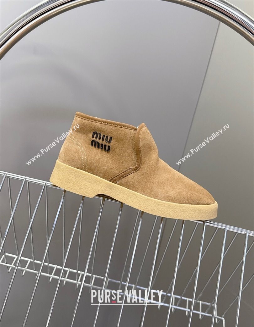 Miu Miu Suede and shearling slip-on booties Beige 2025 5T558E (MD-251208036)