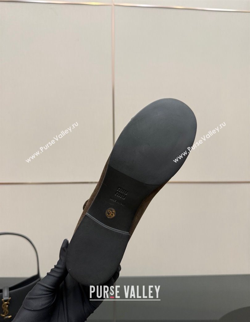 Miu Miu Suede Loafers with Strap Dark Brown 2025 5D563E (SS-251208010)