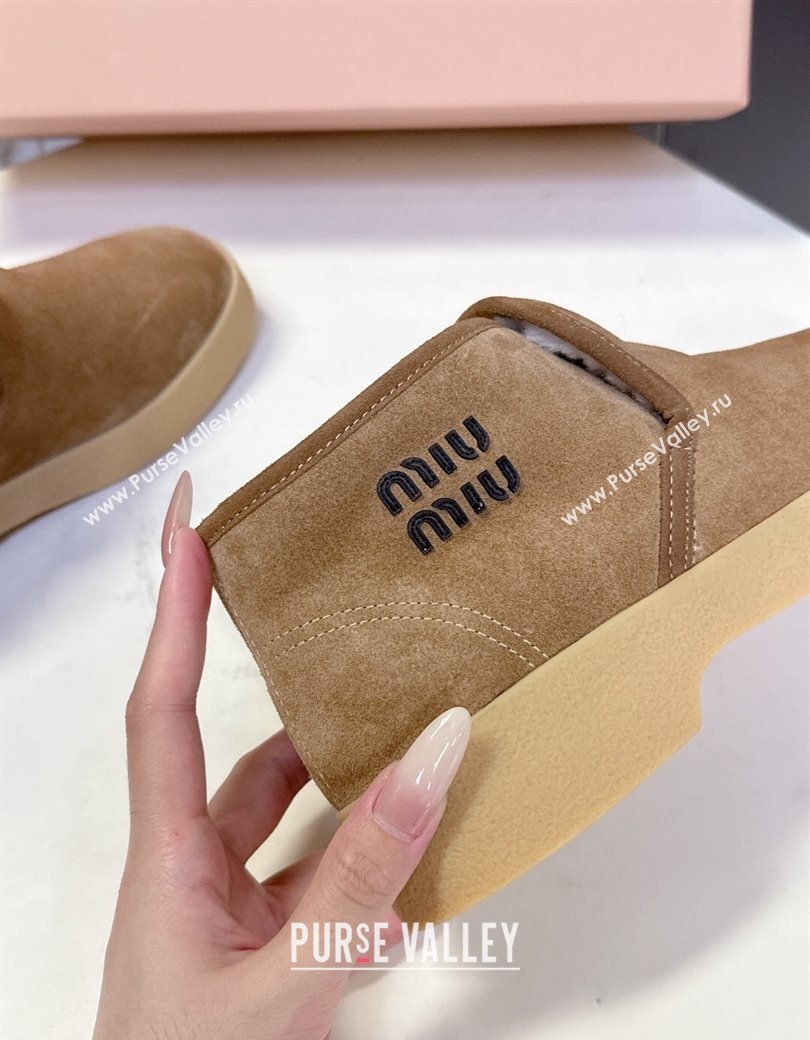 Miu Miu Suede and shearling slip-on booties Beige 2025 5T558E (MD-251208036)