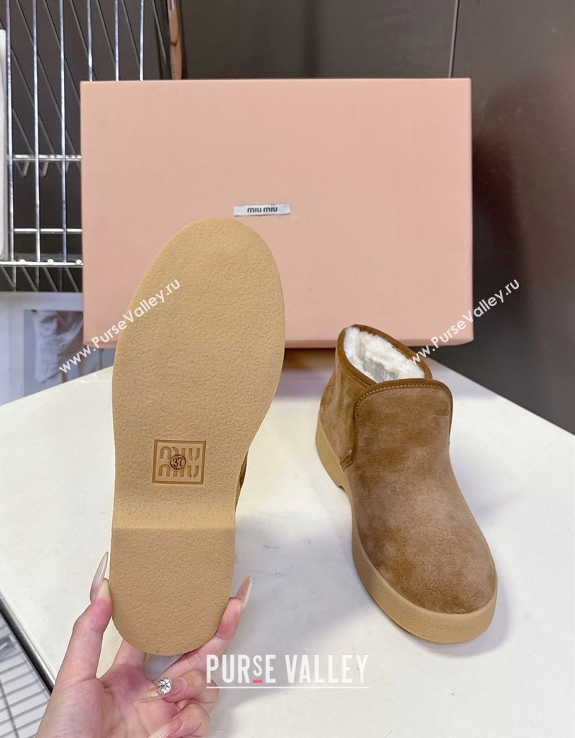 Miu Miu Suede and shearling slip-on booties Beige 2025 5T558E (MD-251208036)