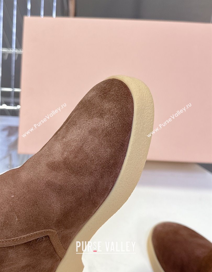 Miu Miu Suede and shearling slip-on booties Cocoa Brown 2025 5T558E (MD-251208034)