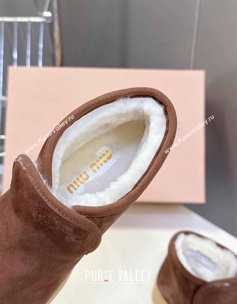 Miu Miu Suede and shearling slip-on booties Cocoa Brown 2025 5T558E (MD-251208034)