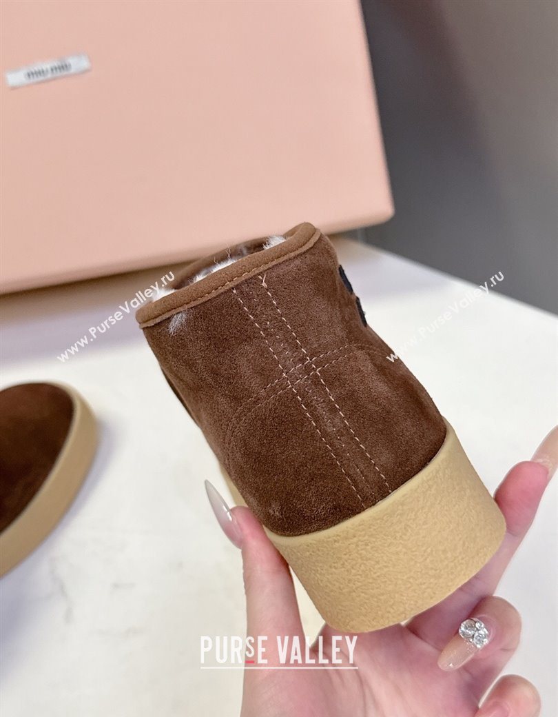 Miu Miu Suede and shearling slip-on booties Cocoa Brown 2025 5T558E (MD-251208034)