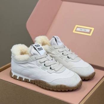 Miu Miu Tyre technical fabric and suede sneakers White 2025 5E417E (KL-251208045)