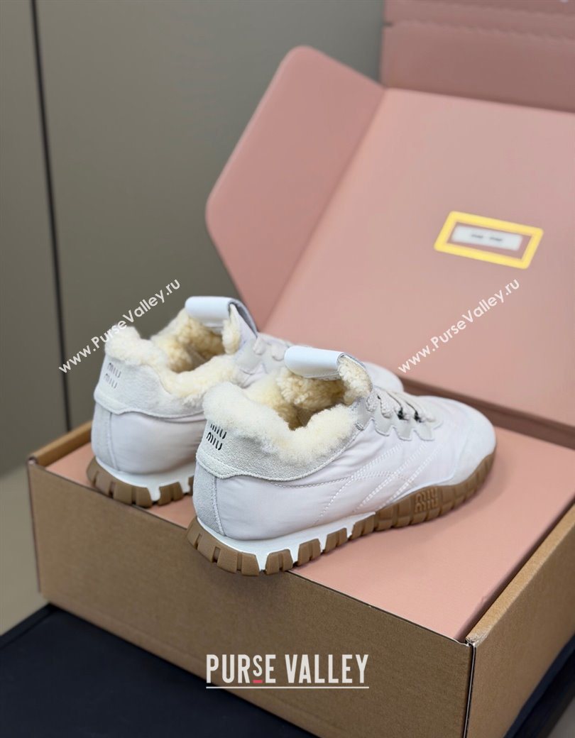 Miu Miu Tyre technical fabric and suede sneakers White 2025 5E417E (KL-251208045)