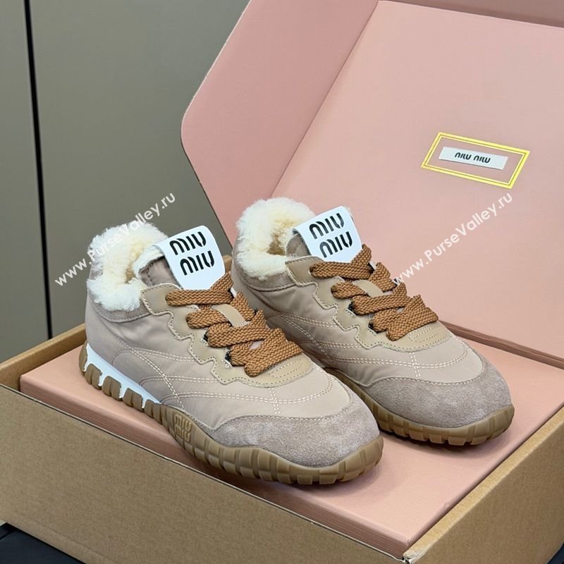 Miu Miu Tyre technical fabric and suede sneakers Grey 2025 5E417E (KL-251208046)