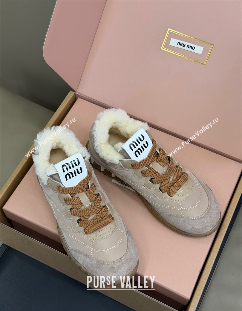 Miu Miu Tyre technical fabric and suede sneakers Grey 2025 5E417E (KL-251208046)