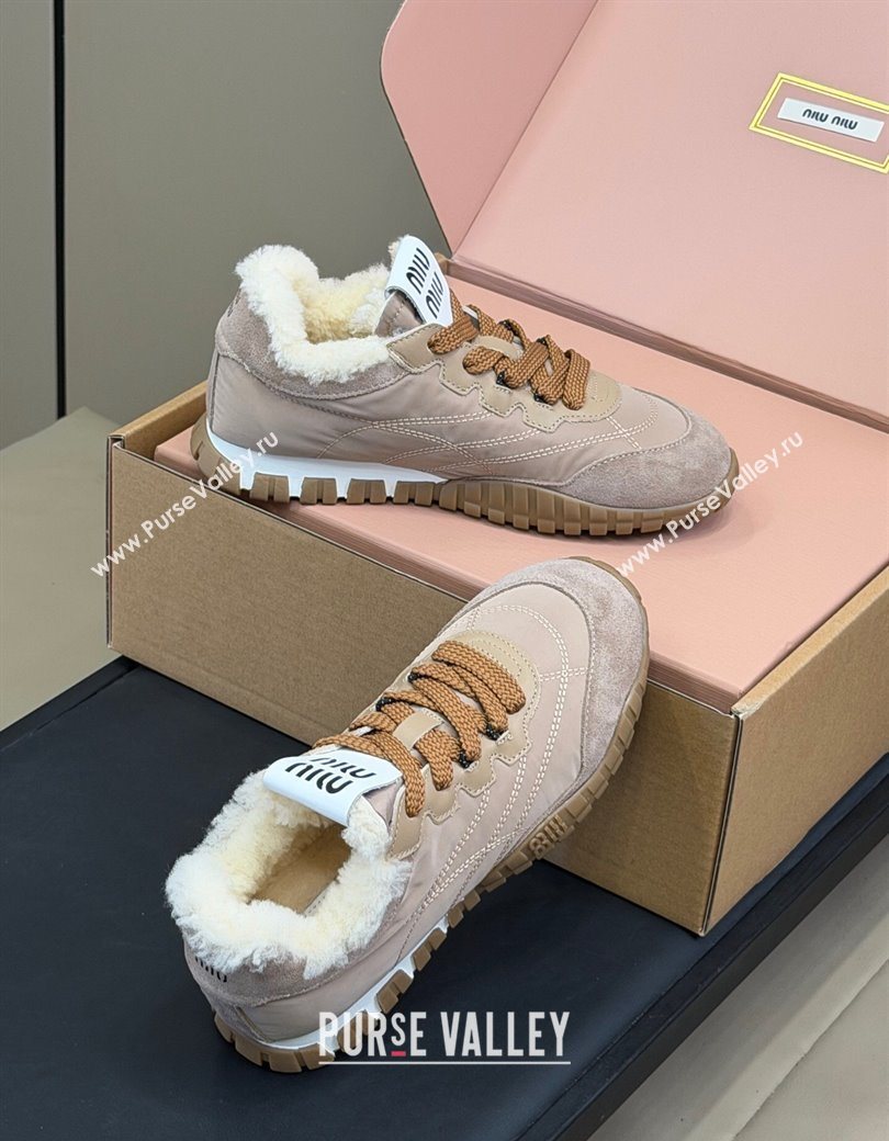 Miu Miu Tyre technical fabric and suede sneakers Grey 2025 5E417E (KL-251208046)