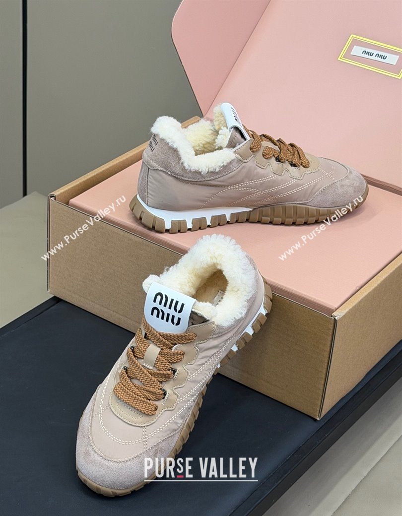 Miu Miu Tyre technical fabric and suede sneakers Grey 2025 5E417E (KL-251208046)