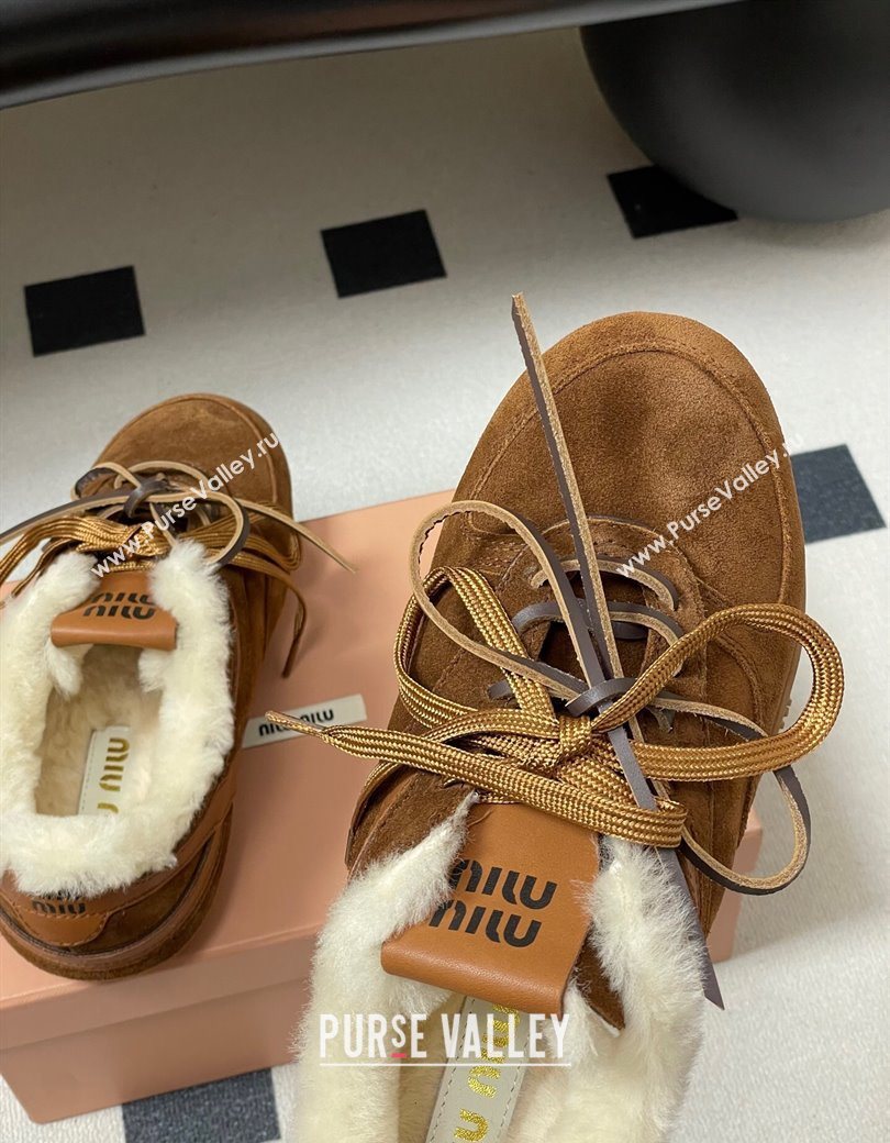 Miu Miu Gymnasium Sneakers in Suede and Wool Dark Brown 2025 1208 (MD-251208055)