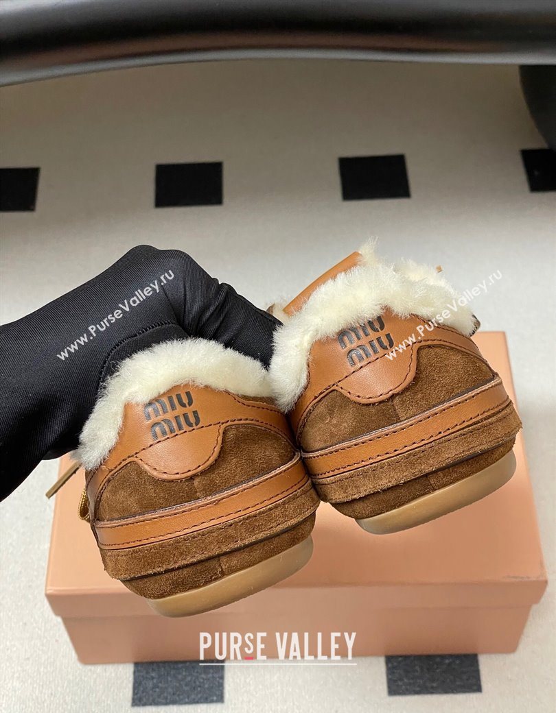 Miu Miu Gymnasium Sneakers in Suede and Wool Dark Brown 2025 1208 (MD-251208055)