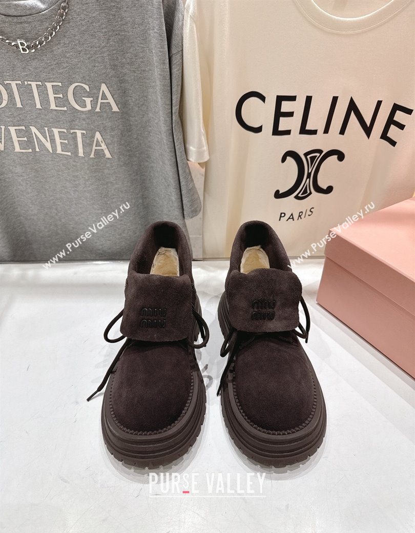 Miu Miu Suede Laced-up Shoes Briarwood Brown 2025 MM120803 (MD-251208042)