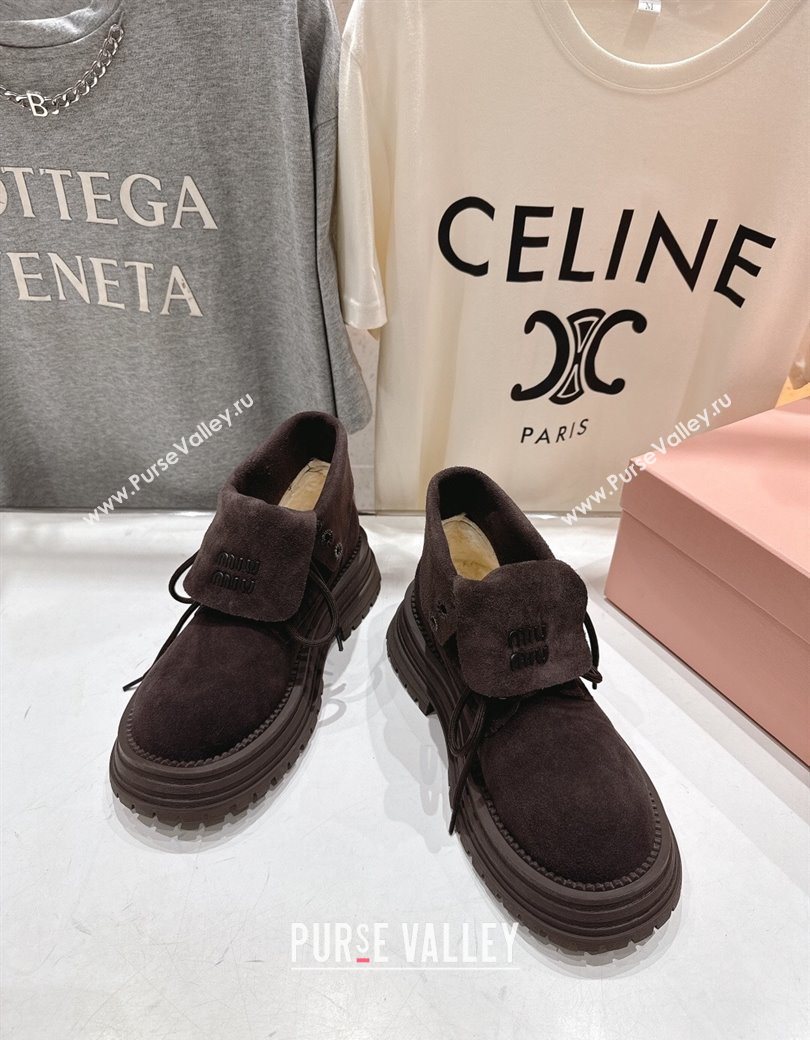 Miu Miu Suede Laced-up Shoes Briarwood Brown 2025 MM120803 (MD-251208042)