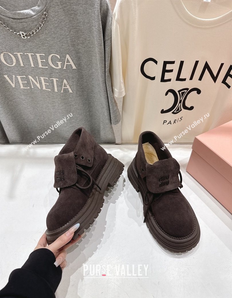 Miu Miu Suede Laced-up Shoes Briarwood Brown 2025 MM120803 (MD-251208042)