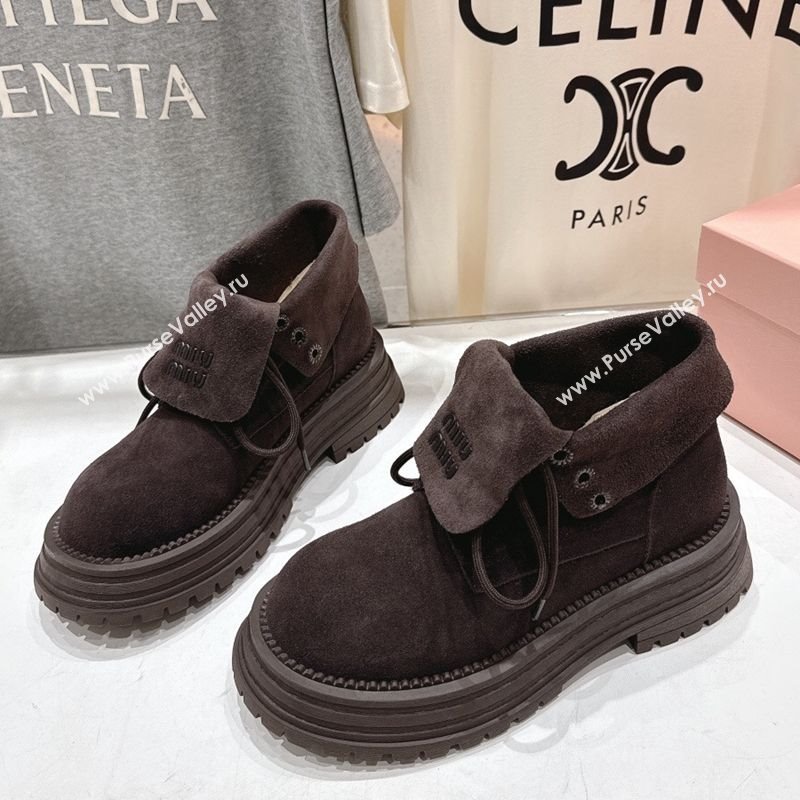 Miu Miu Suede Laced-up Shoes Briarwood Brown 2025 MM120803 (MD-251208042)