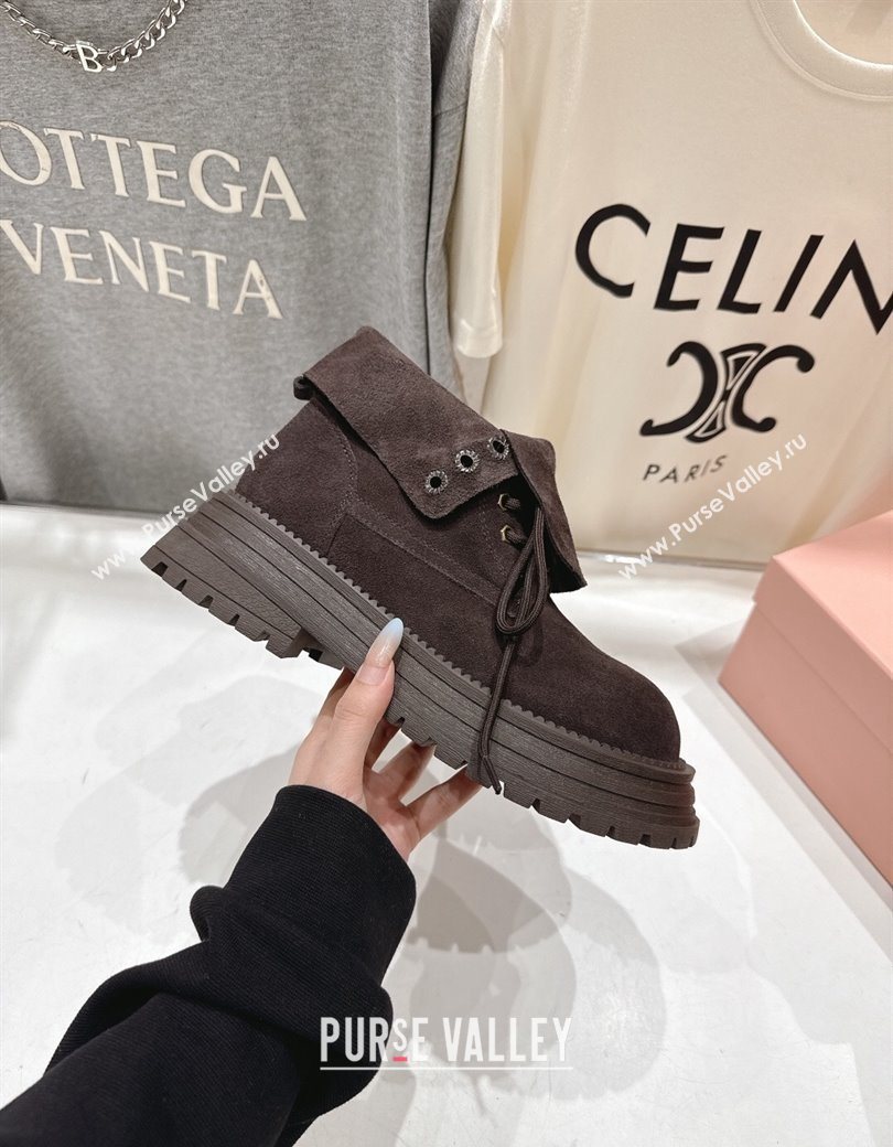 Miu Miu Suede Laced-up Shoes Briarwood Brown 2025 MM120803 (MD-251208042)