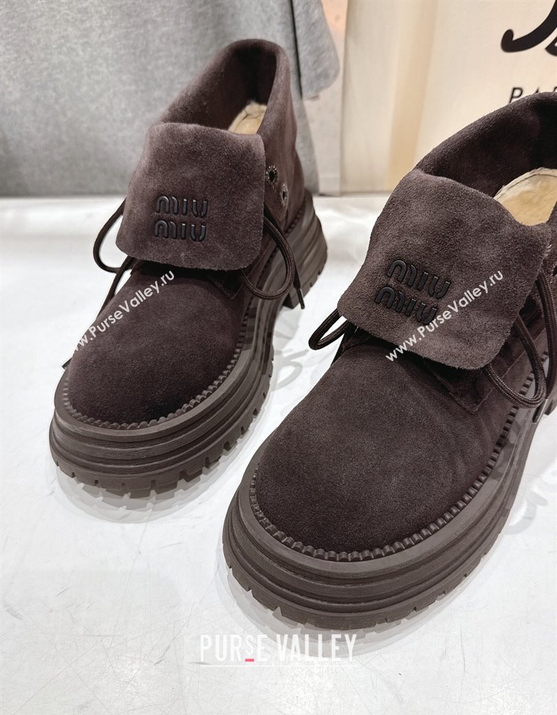 Miu Miu Suede Laced-up Shoes Briarwood Brown 2025 MM120803 (MD-251208042)