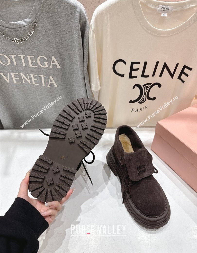 Miu Miu Suede Laced-up Shoes Briarwood Brown 2025 MM120803 (MD-251208042)