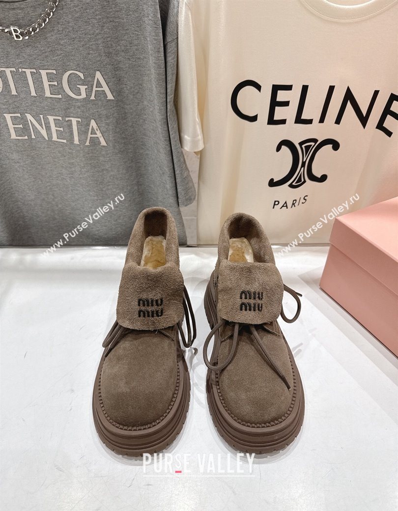 Miu Miu Suede Laced-up Shoes Grey 2025 MM120803 (MD-251208043)