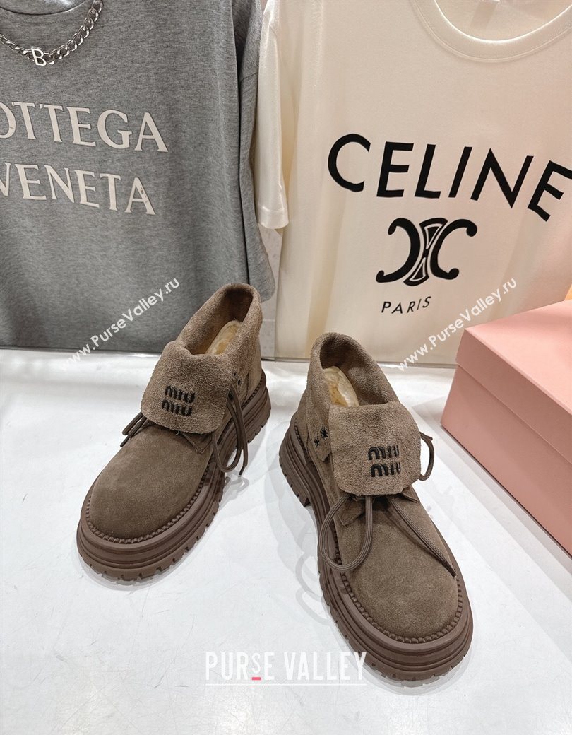 Miu Miu Suede Laced-up Shoes Grey 2025 MM120803 (MD-251208043)