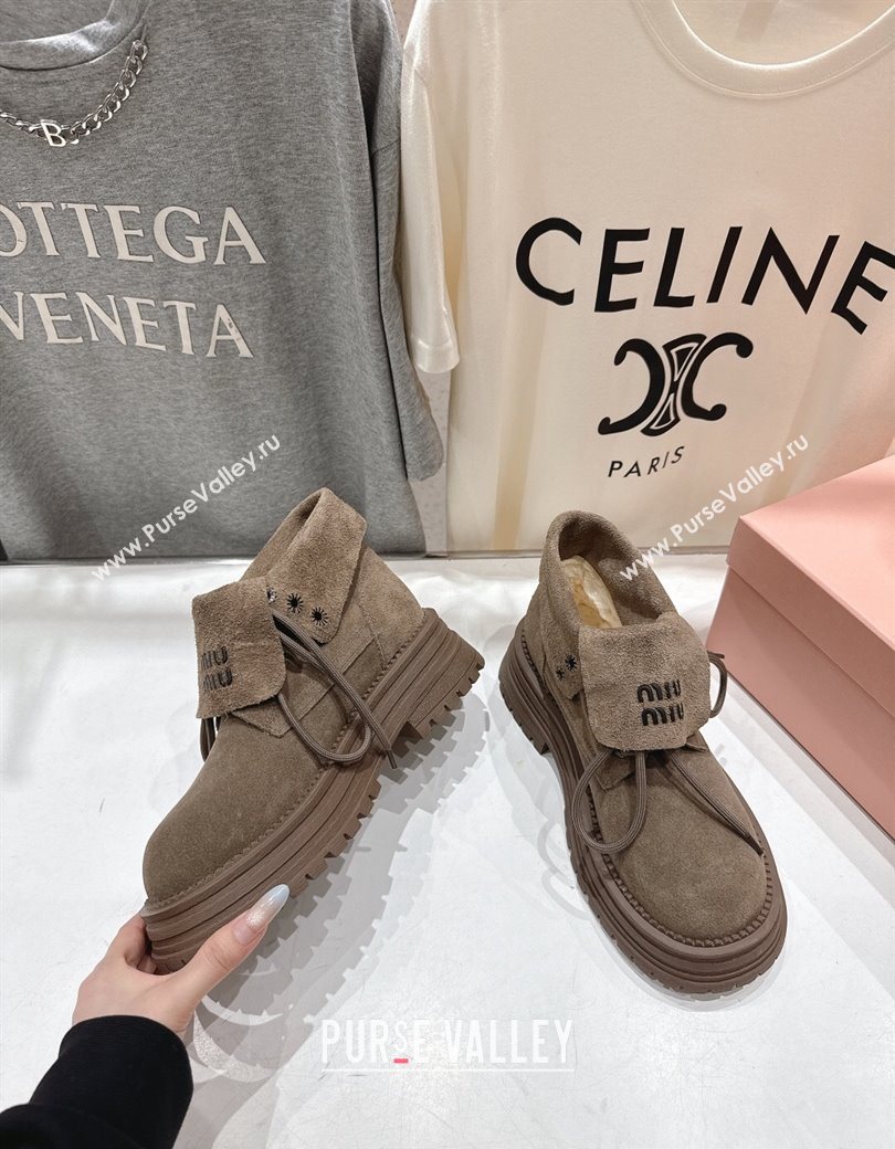 Miu Miu Suede Laced-up Shoes Grey 2025 MM120803 (MD-251208043)