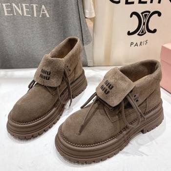 Miu Miu Suede Laced-up Shoes Grey 2025 MM120803 (MD-251208043)