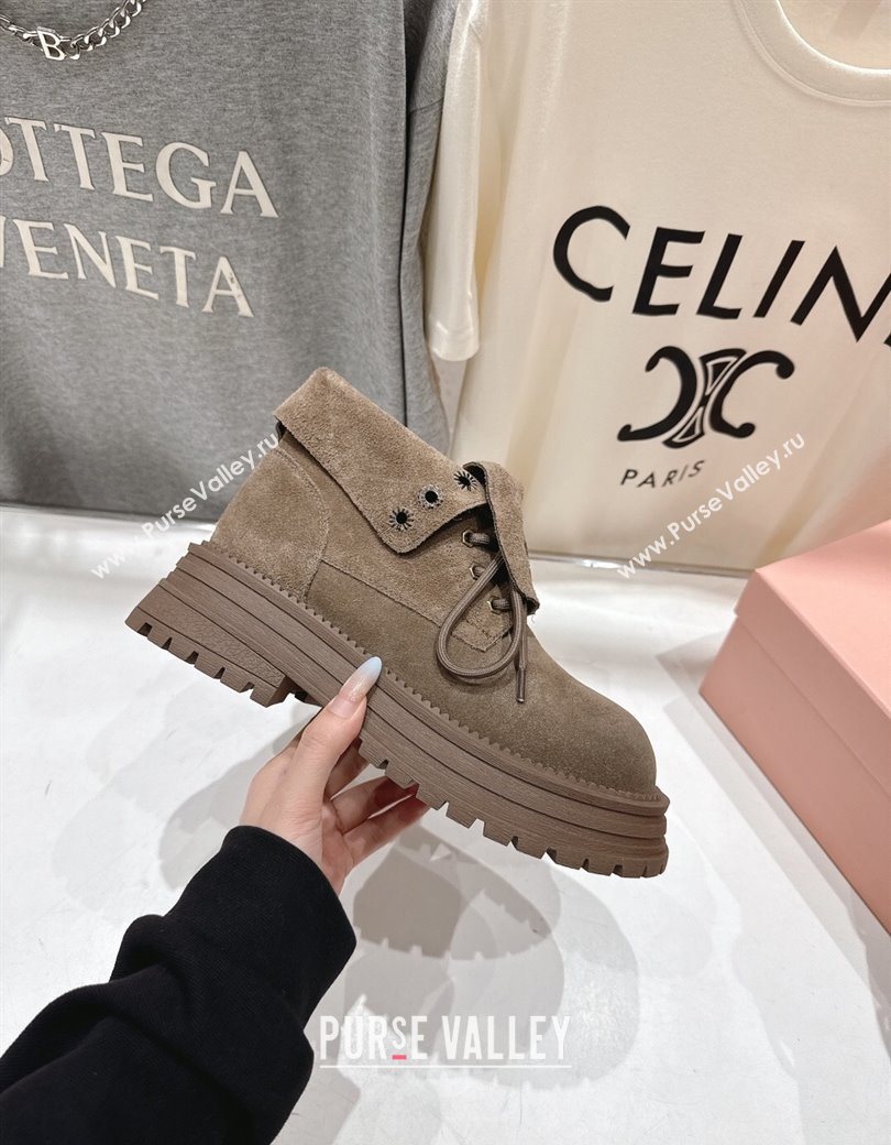 Miu Miu Suede Laced-up Shoes Grey 2025 MM120803 (MD-251208043)