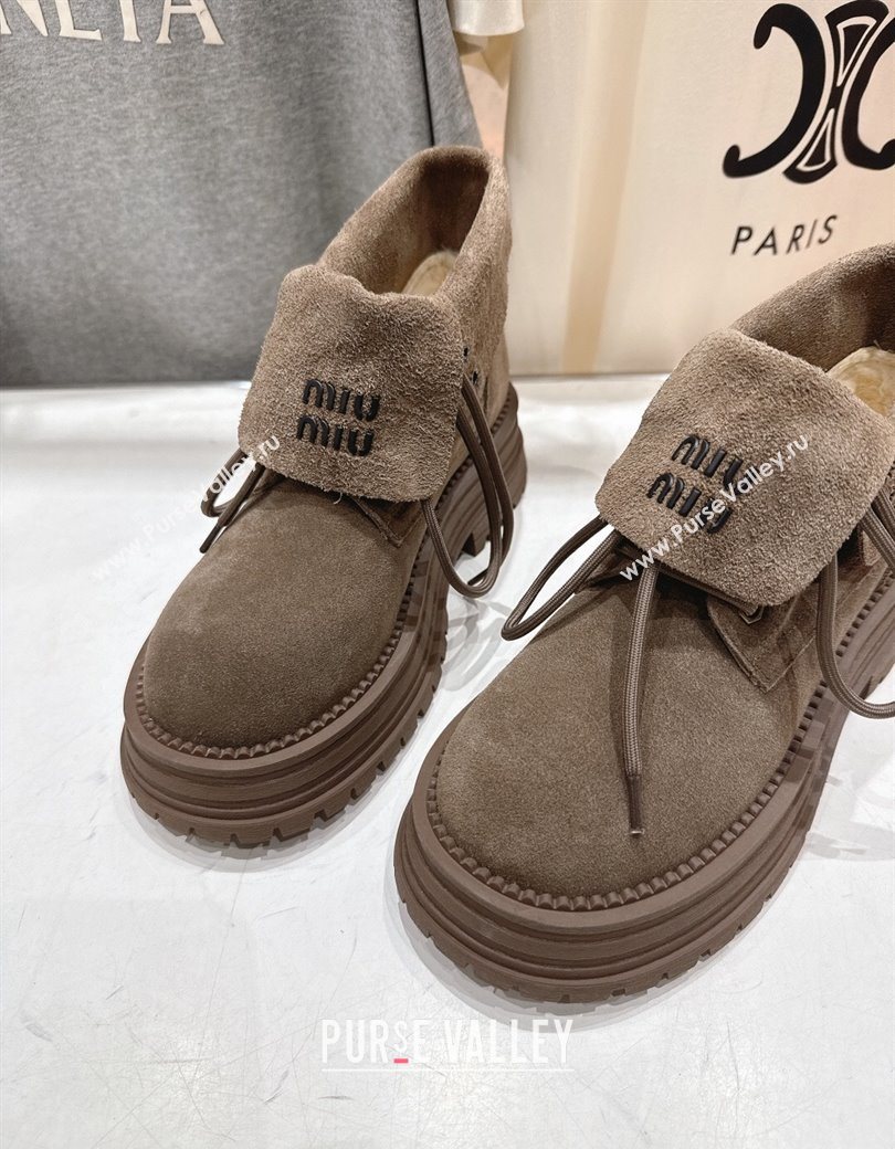 Miu Miu Suede Laced-up Shoes Grey 2025 MM120803 (MD-251208043)