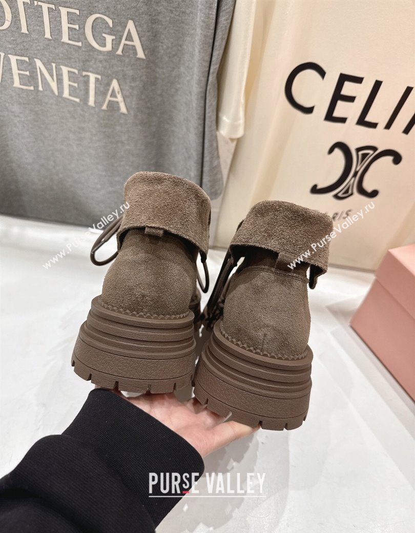 Miu Miu Suede Laced-up Shoes Grey 2025 MM120803 (MD-251208043)