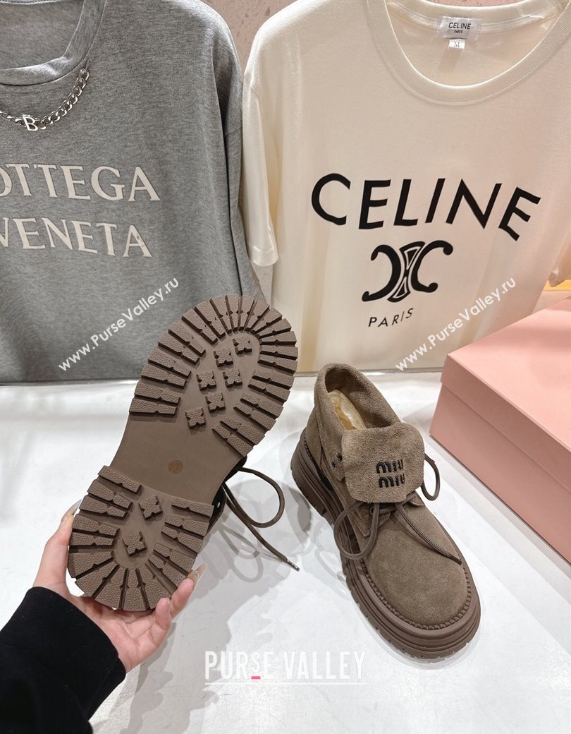 Miu Miu Suede Laced-up Shoes Grey 2025 MM120803 (MD-251208043)