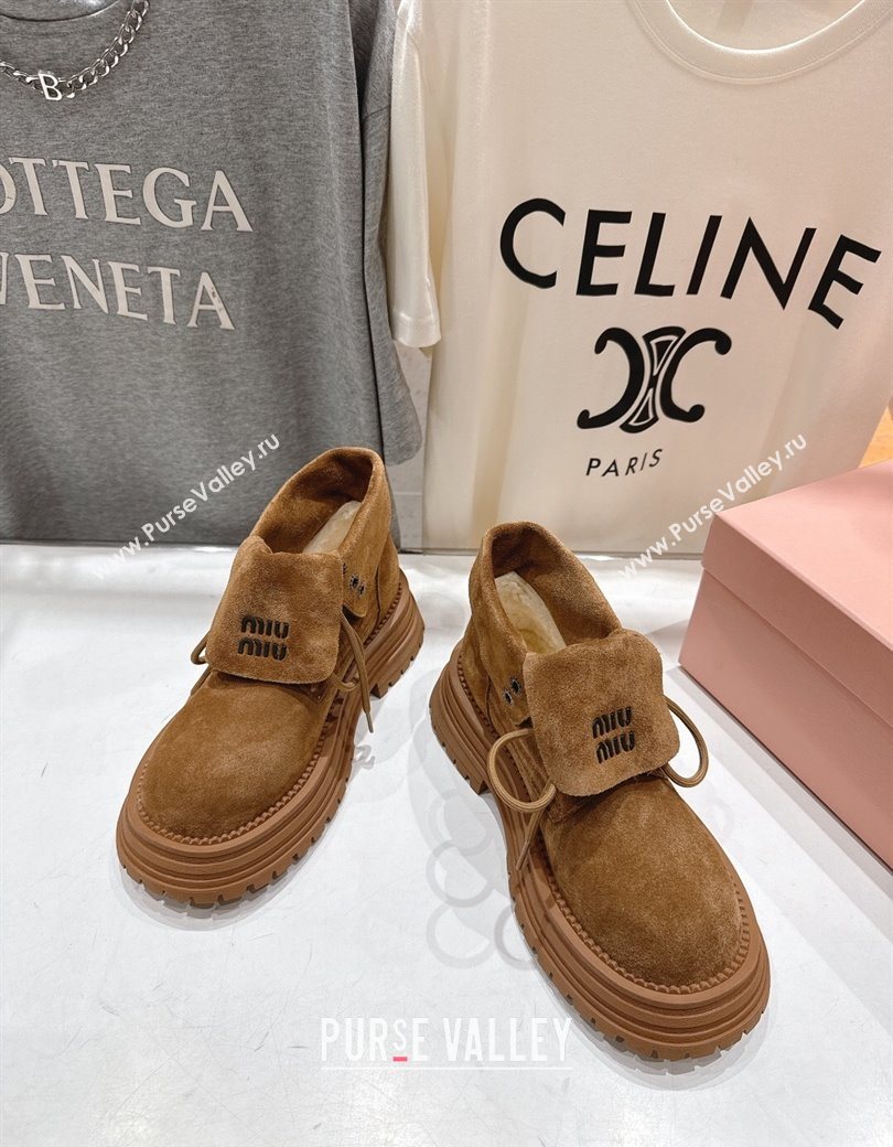 Miu Miu Suede Laced-up Shoes Brown2 2025 MM120803 (MD-251208044)