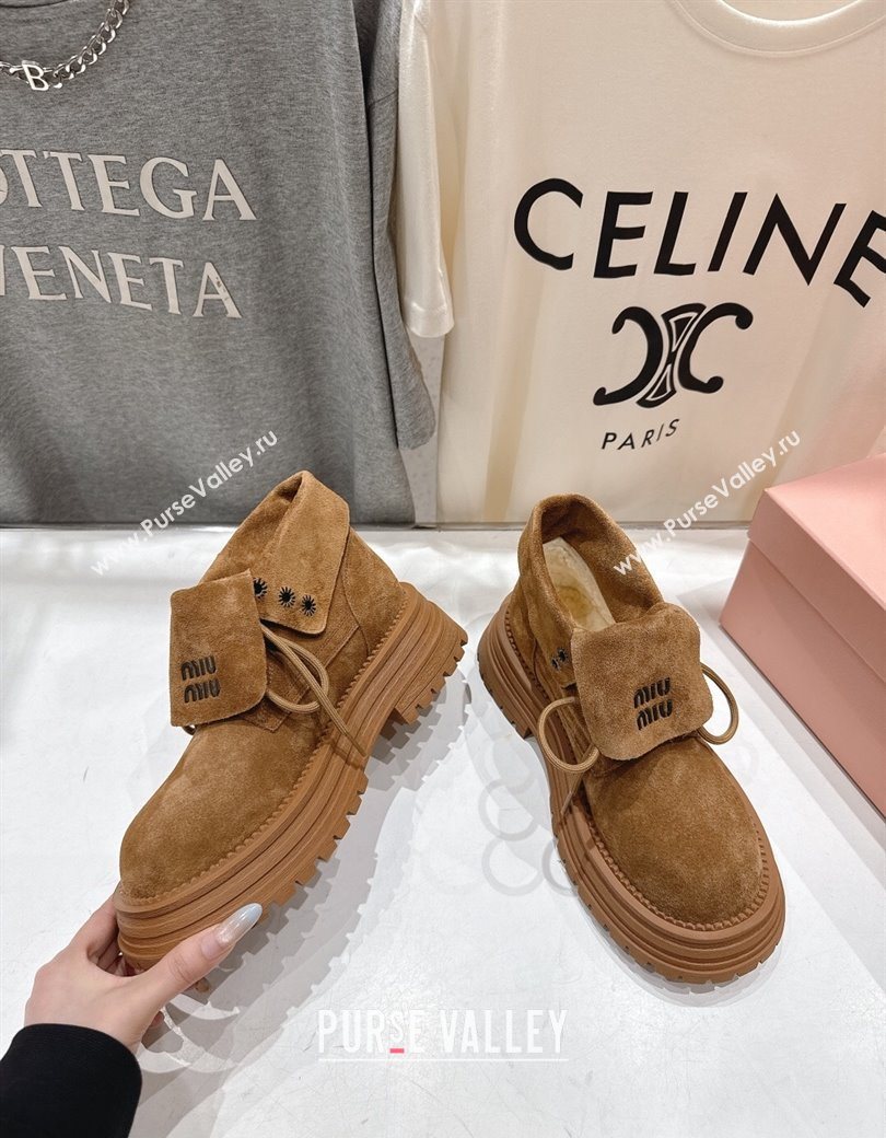 Miu Miu Suede Laced-up Shoes Brown2 2025 MM120803 (MD-251208044)