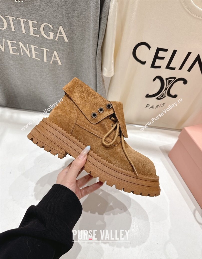 Miu Miu Suede Laced-up Shoes Brown2 2025 MM120803 (MD-251208044)