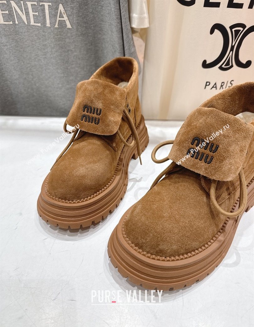 Miu Miu Suede Laced-up Shoes Brown2 2025 MM120803 (MD-251208044)