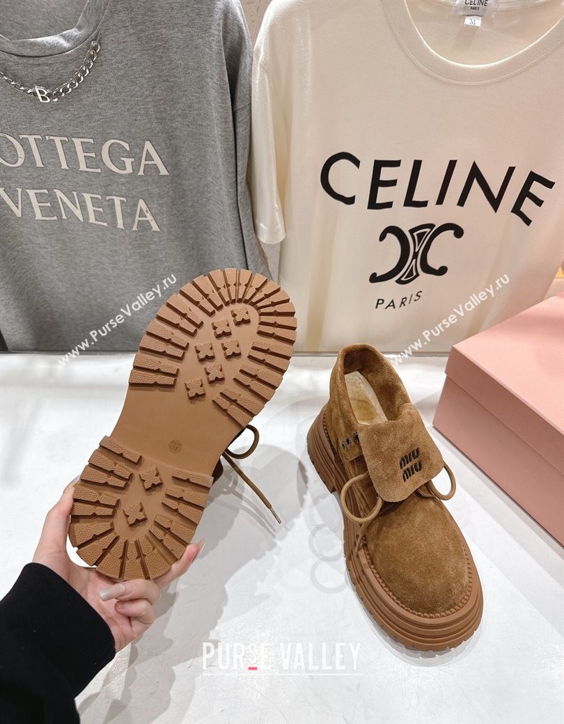 Miu Miu Suede Laced-up Shoes Brown2 2025 MM120803 (MD-251208044)