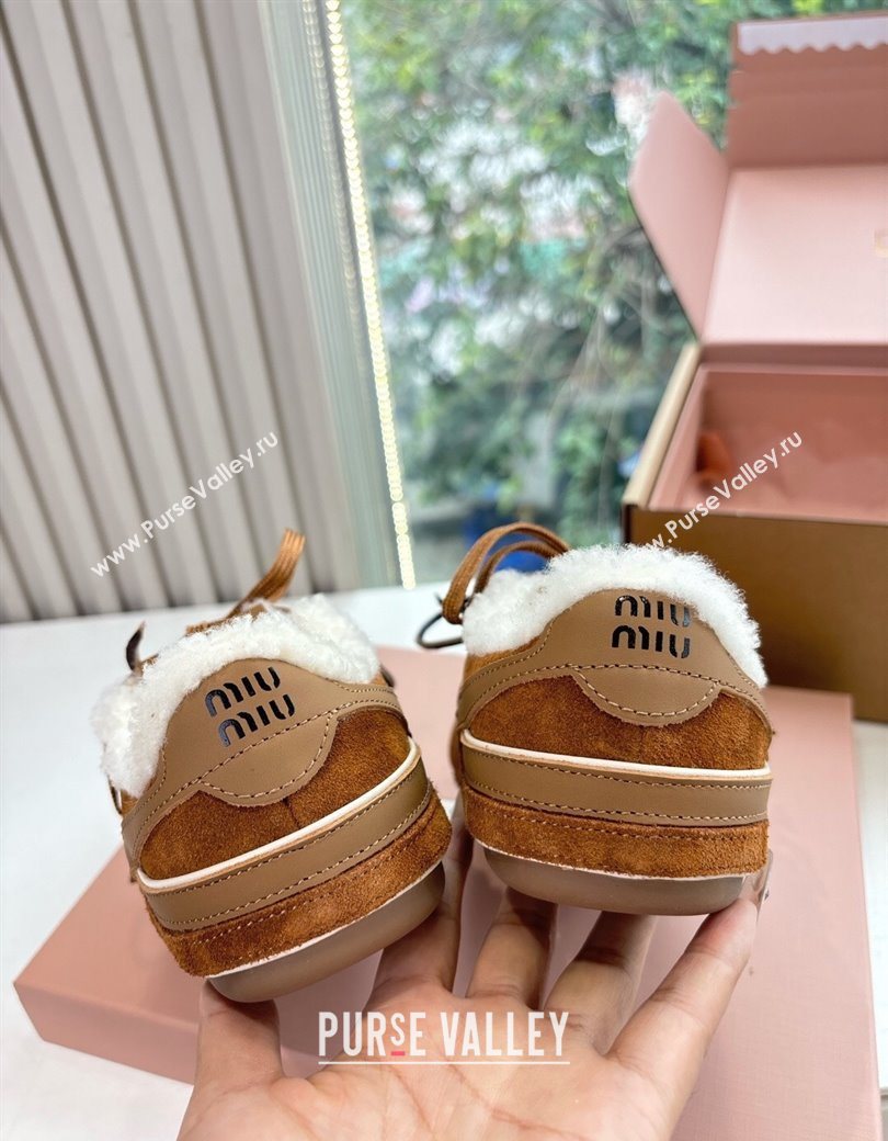 Miu Miu Gymnasium Sneakers in Suede and Wool Light Brown 2025 G086 (MD-251208058)