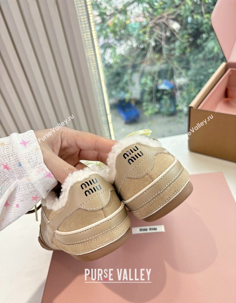 Miu Miu Gymnasium Sneakers in Suede and Wool Beige 2025 G086 (MD-251208059)